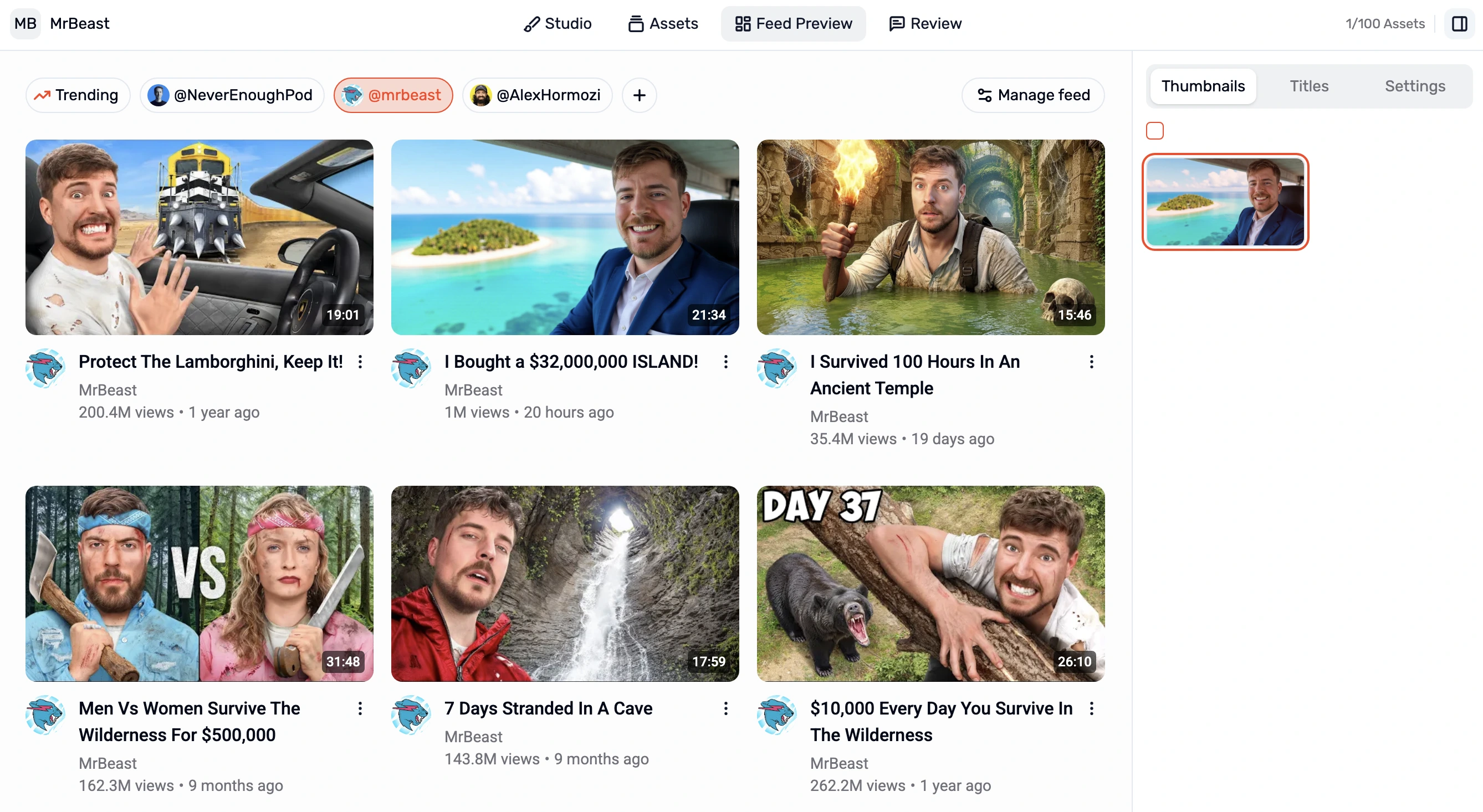 Comparing Thumbnail With Genuine MrBeast's Videos