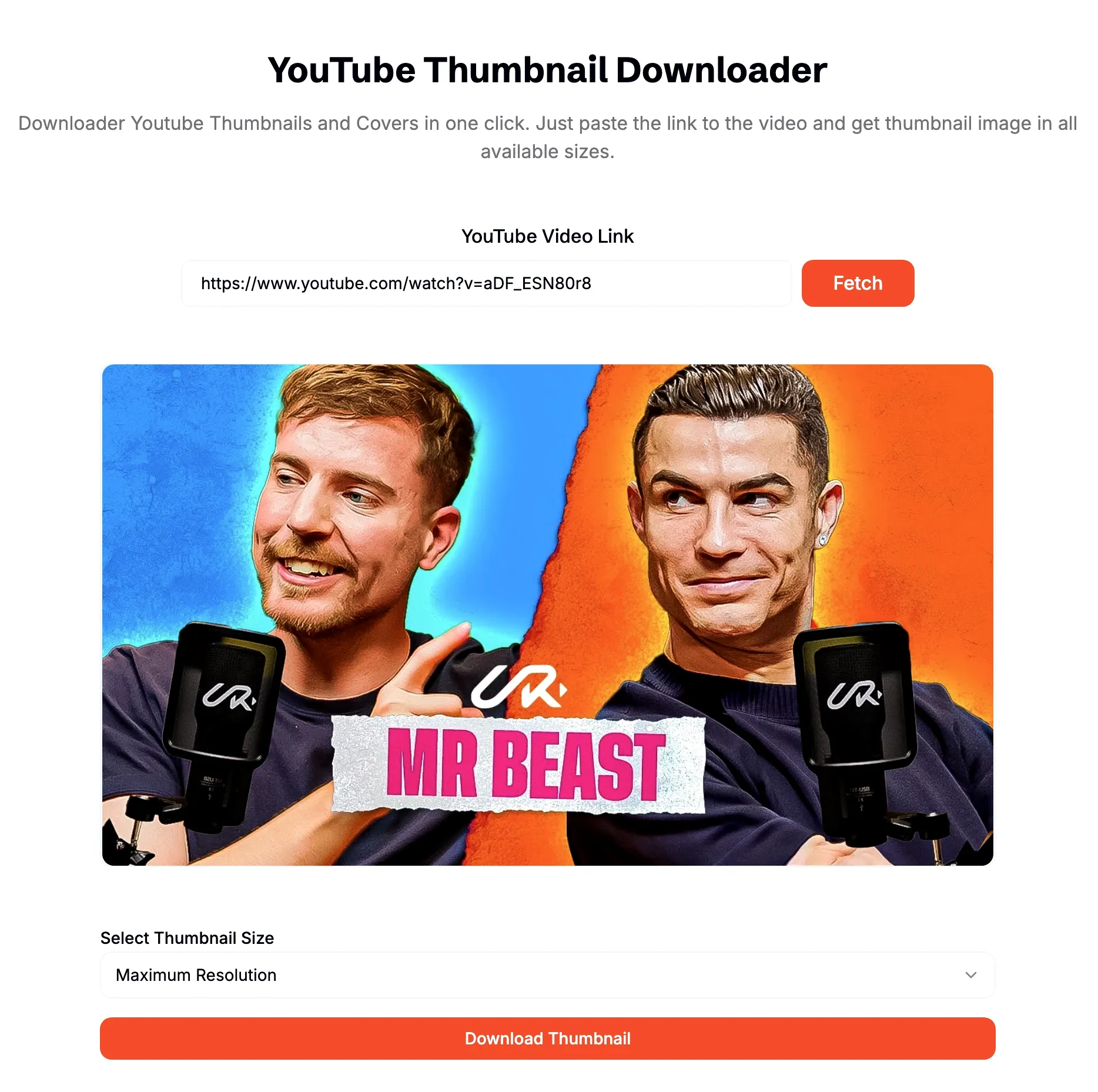 YouTube Thumbnail Downloader Example